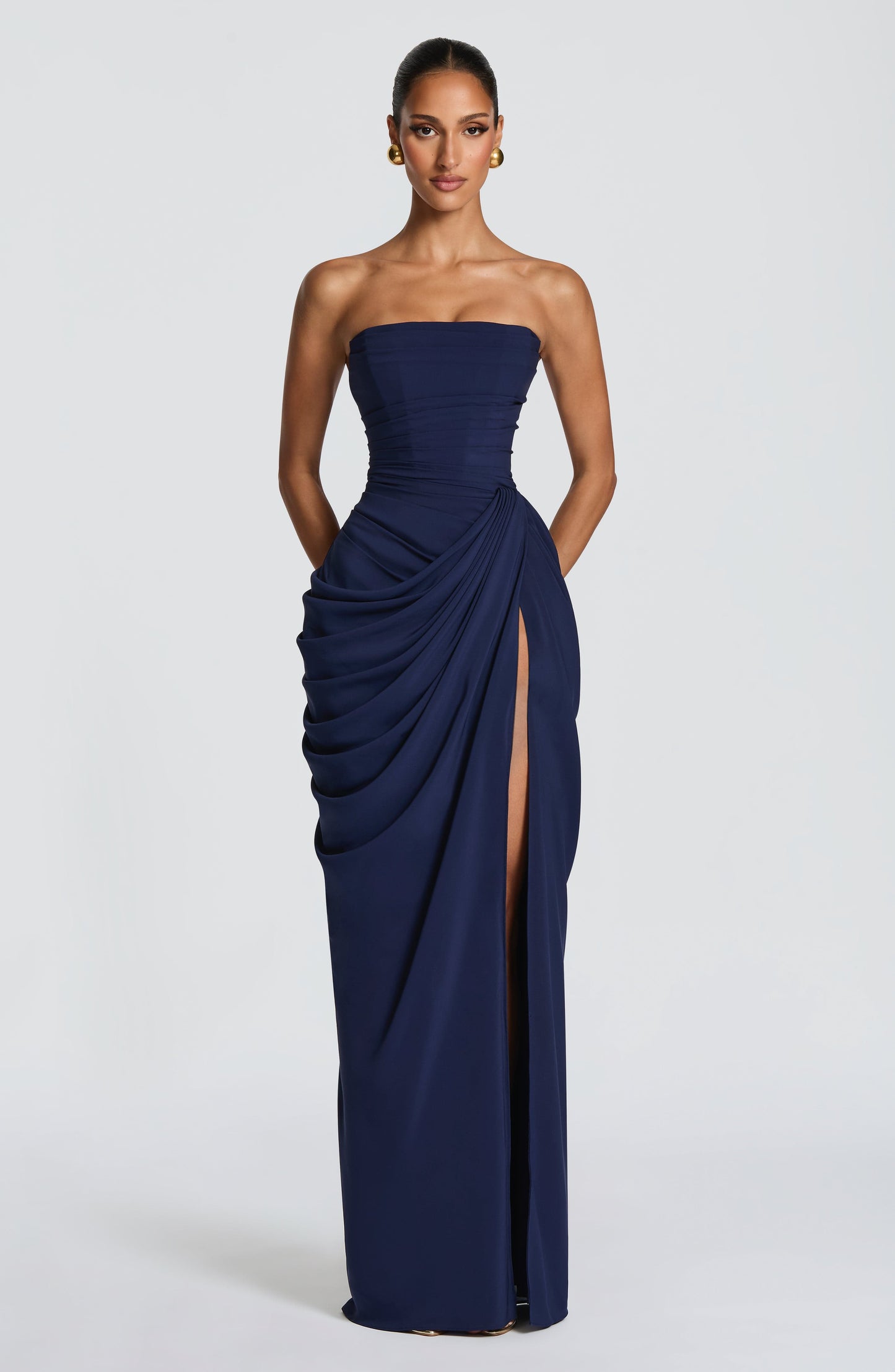 Hannah - Robe maxi drapée avec fente haute