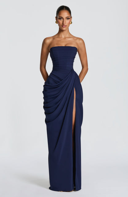 Hannah - Robe maxi drapée avec fente haute