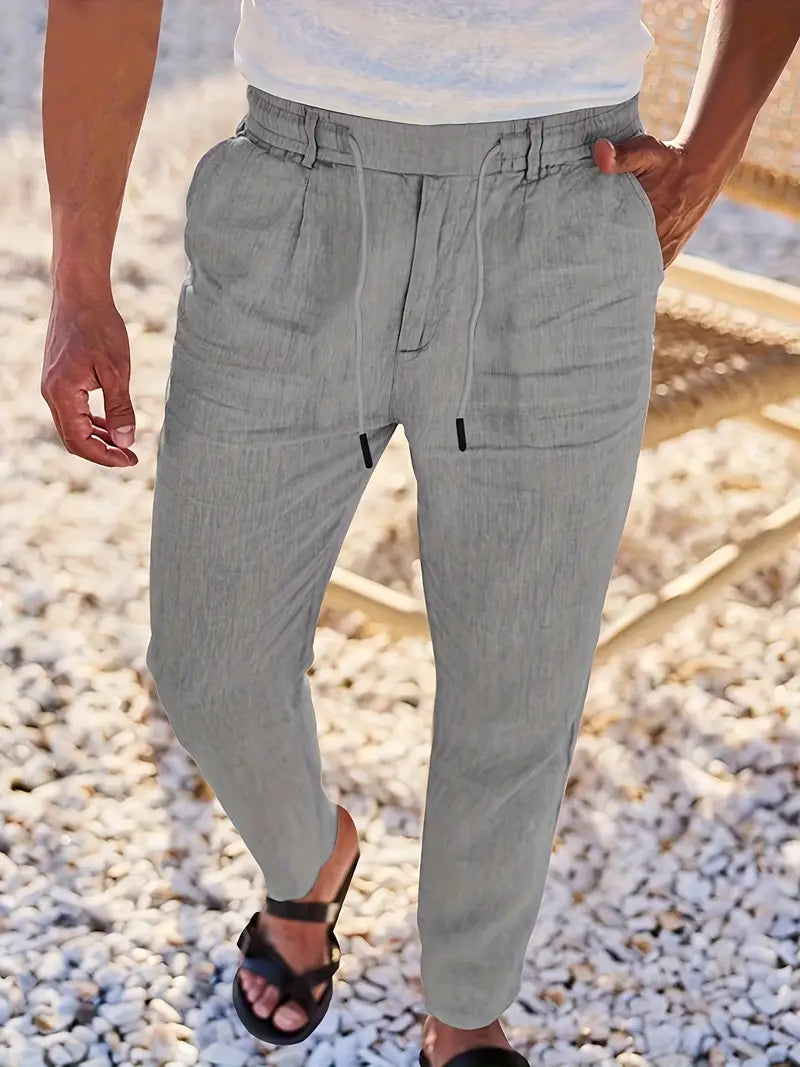 Avenor - Pantalon en lin large avec cordon de serrage