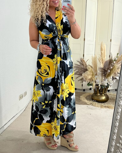 Keri - Robe Maxi Plissée Florale