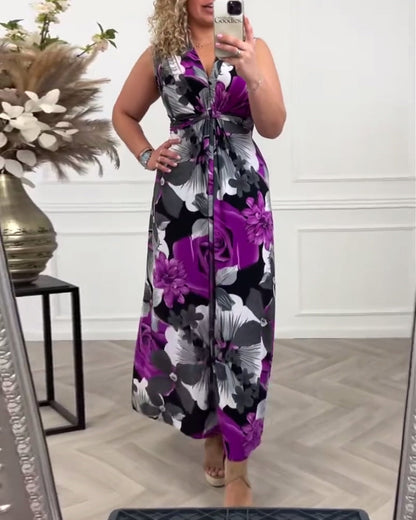 Keri - Robe Maxi Plissée Florale