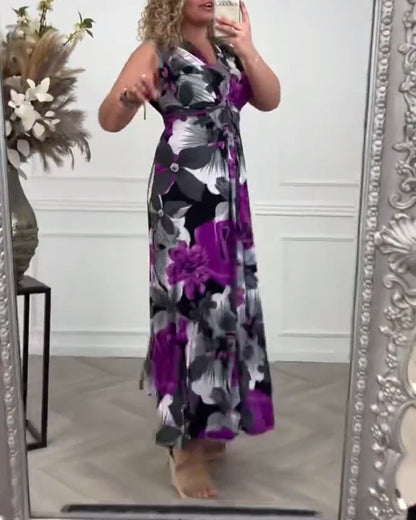 Keri - Robe Maxi Plissée Florale