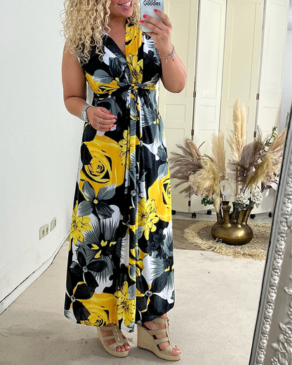 Keri - Robe Maxi Plissée Florale