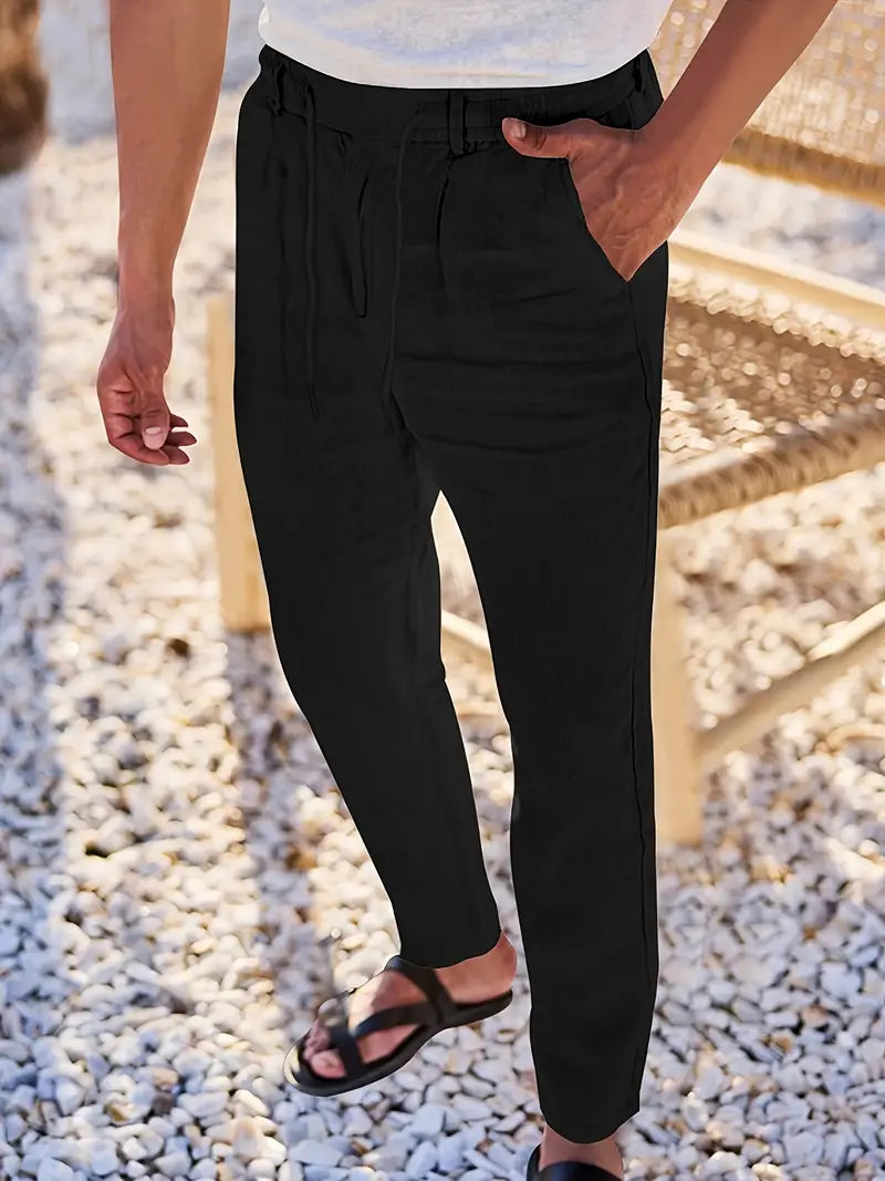 Avenor - Pantalon en lin large avec cordon de serrage