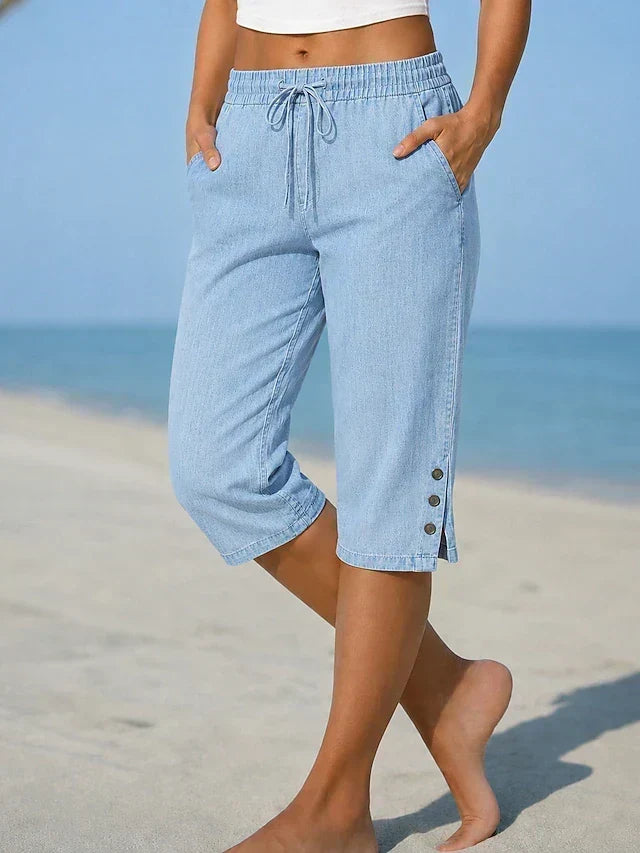 Mavis - Pantalon Capri avec taille élastique