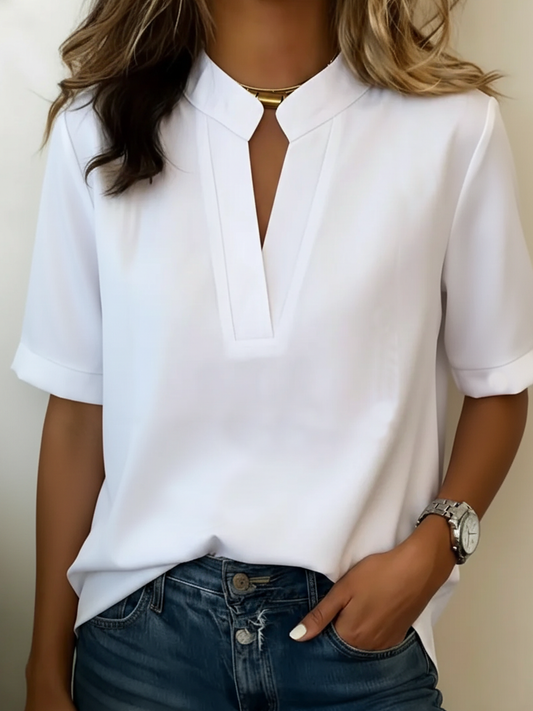 Margaux - Blouse en Crêpe à Manches Courtes
