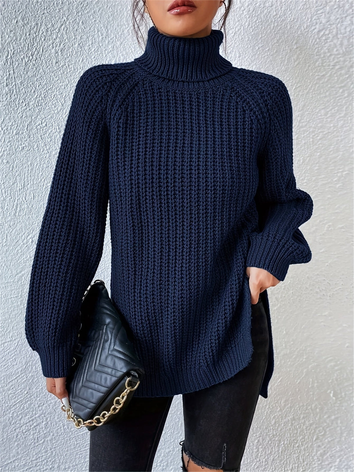 Lysette - Haut en tricot à raglan avec col montant