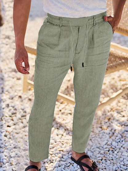 Avenor - Pantalon en lin large avec cordon de serrage