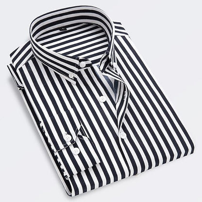Ervino - Chemise slim-fit en coton à rayures