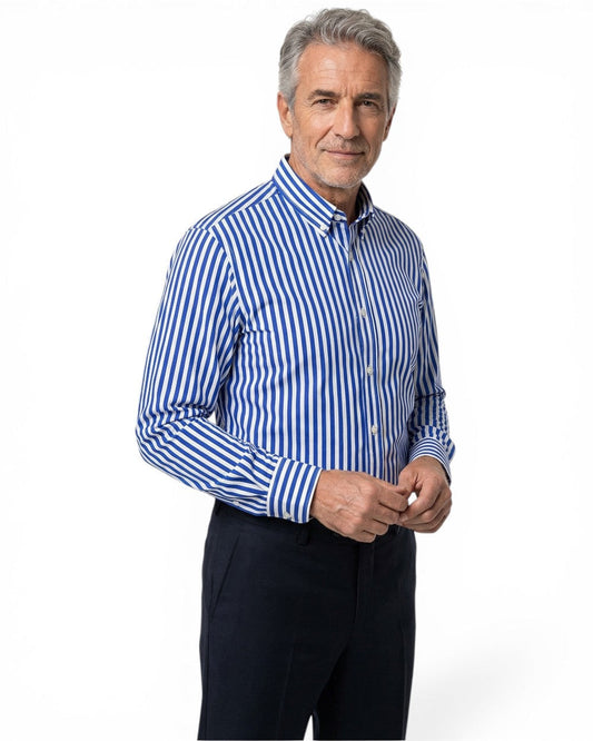 Ervino - Chemise slim-fit en coton à rayures