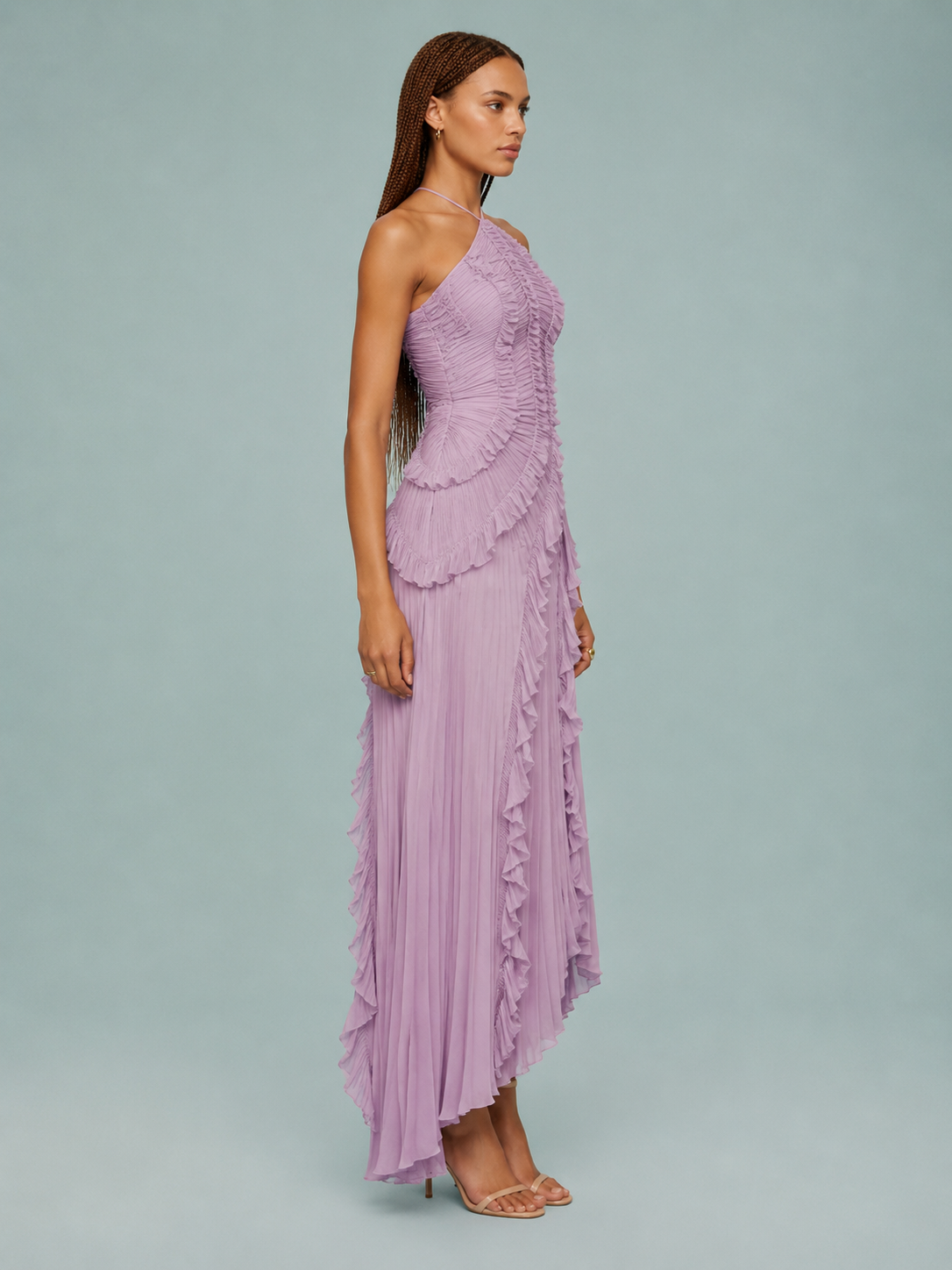 Serelina - Robe maxi à dos nu avec volants
