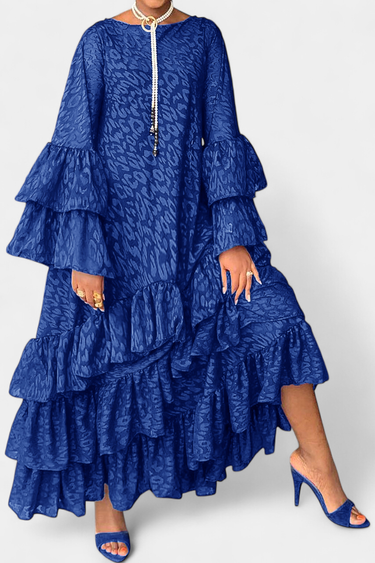 Valoria - Robe maxi asymétrique avec manches cloche