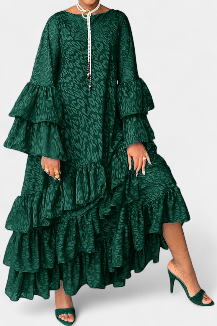 Valoria - Robe maxi asymétrique avec manches cloche