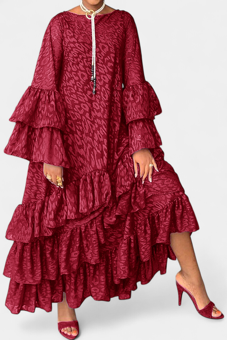 Valoria - Robe maxi asymétrique avec manches cloche