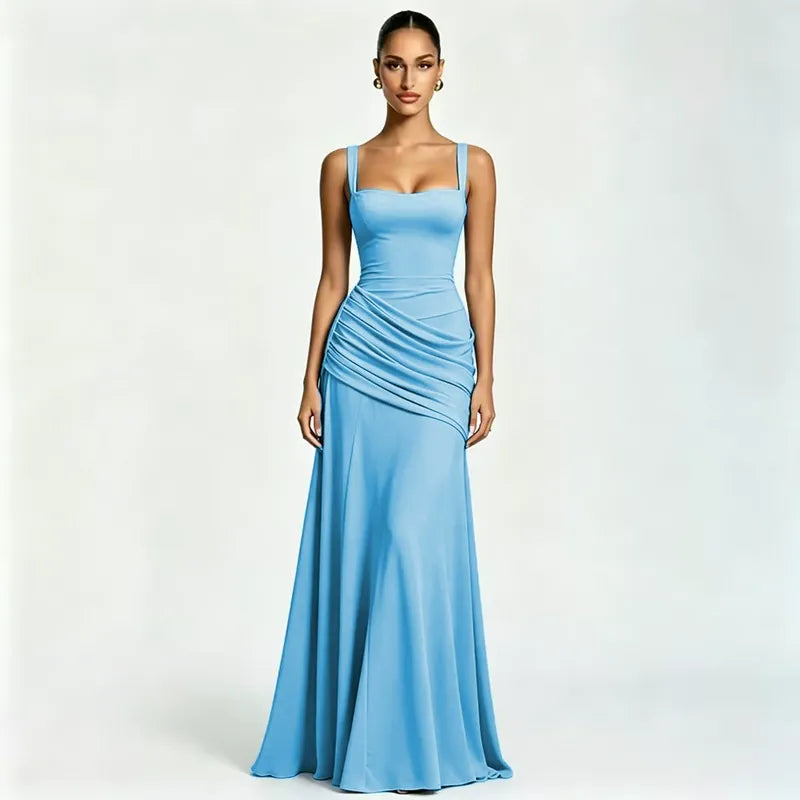 Lenara - Robe maxi drapée avec dos lacé