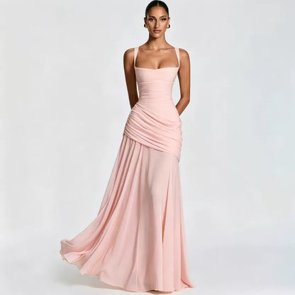 Lenara - Robe maxi drapée avec dos lacé