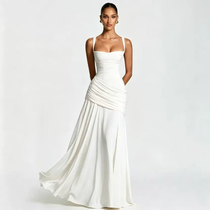 Lenara - Robe maxi drapée avec dos lacé