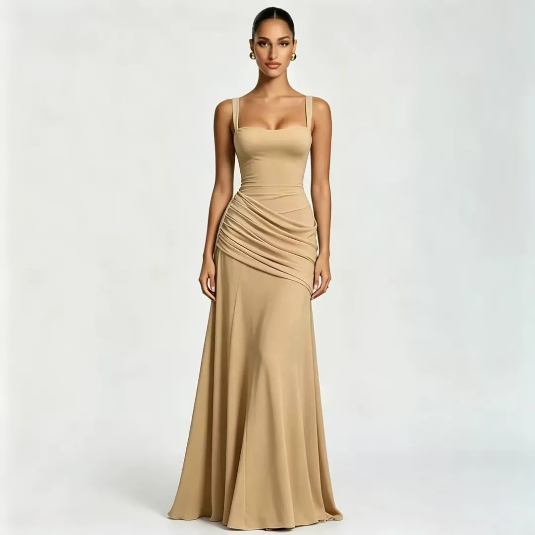 Lenara - Robe maxi drapée avec dos lacé