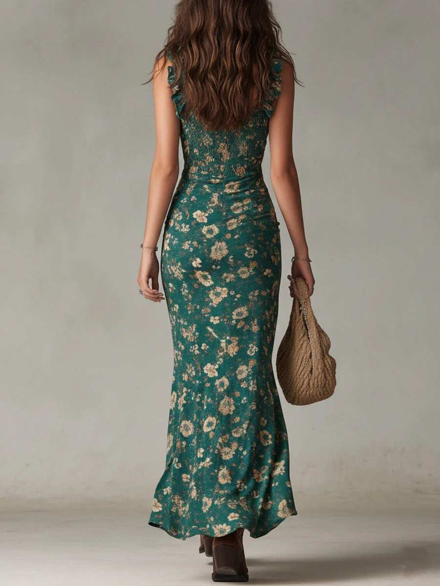 Fiorra - Robe maxi florale boho avec fente