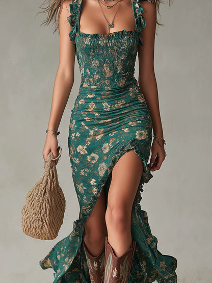 Fiorra - Robe maxi florale boho avec fente