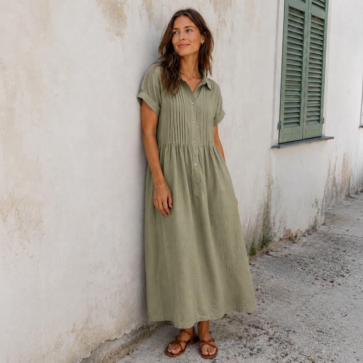 Milagros - Robe chemise maxi en coton