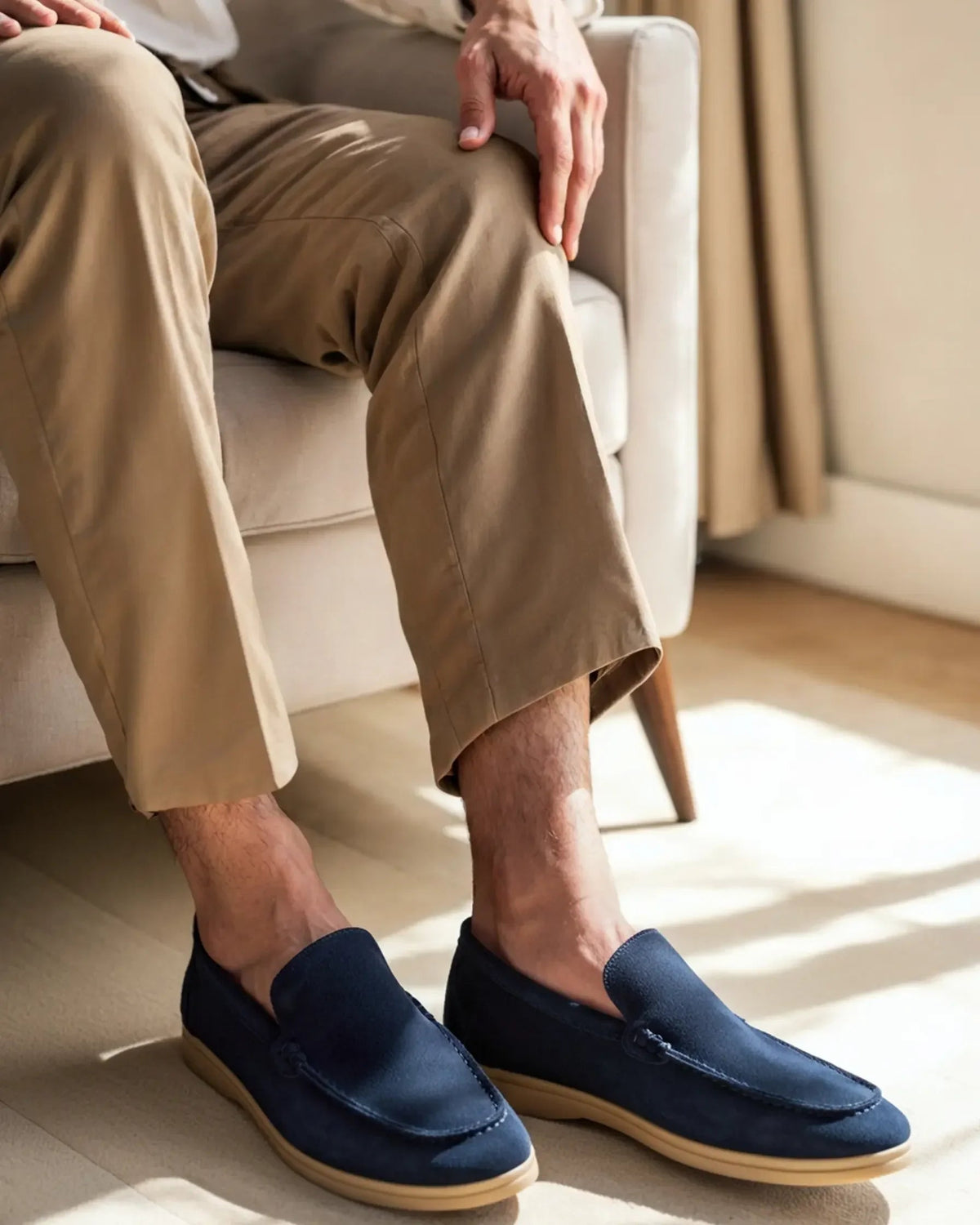 Ardenor - Mocassins en daim avec coutures matelassées