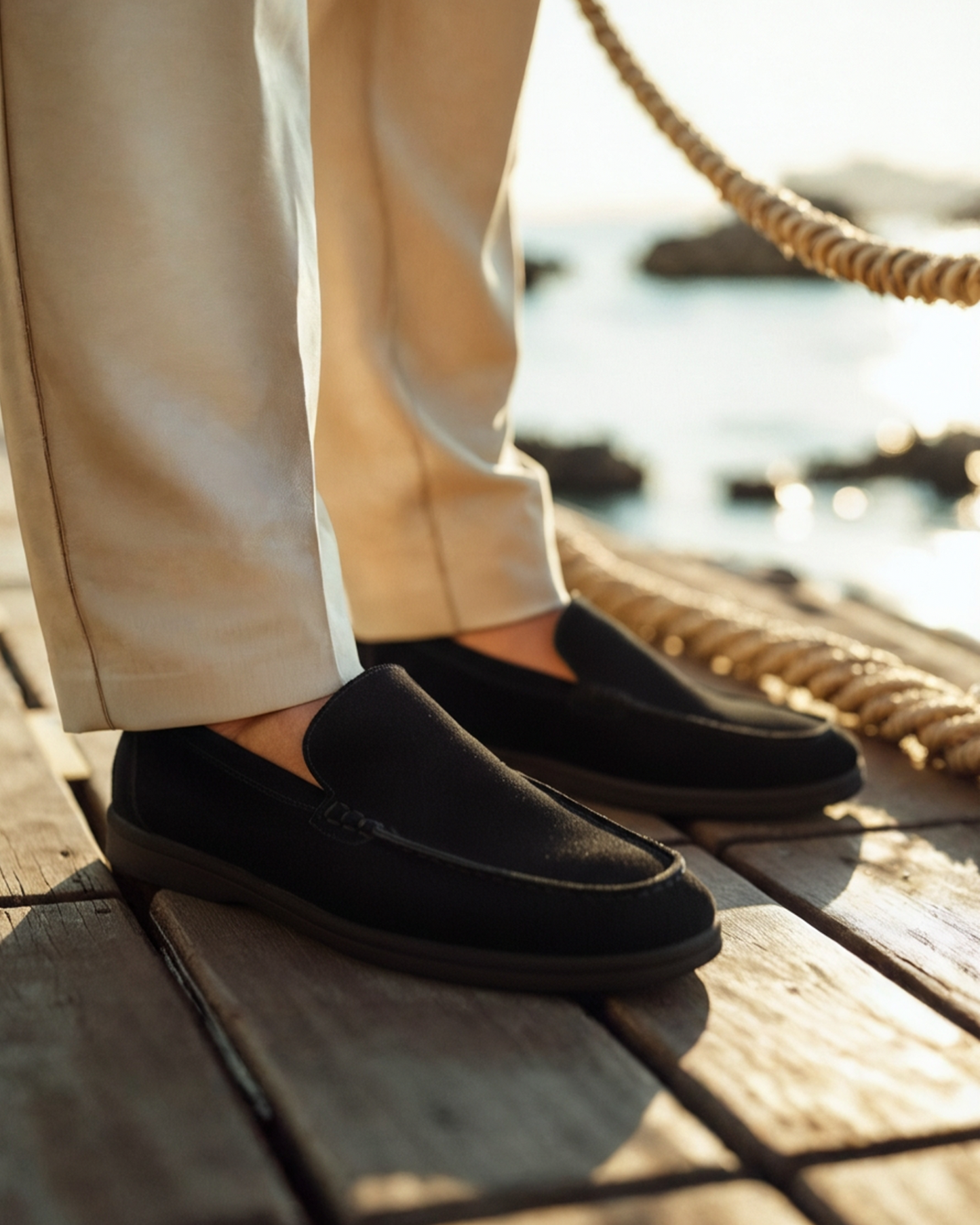 Greg - Mocassins en daim avec semelle noire