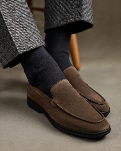 Greg - Mocassins en daim avec semelle noire