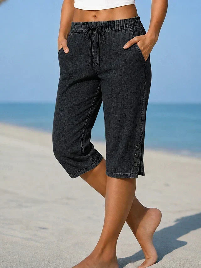 Mavis - Pantalon Capri avec taille élastique