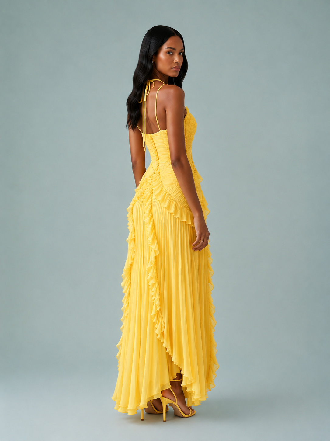 Serelina - Robe maxi à dos nu avec volants