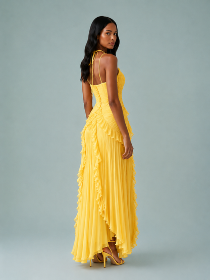 Serelina - Robe maxi à dos nu avec volants