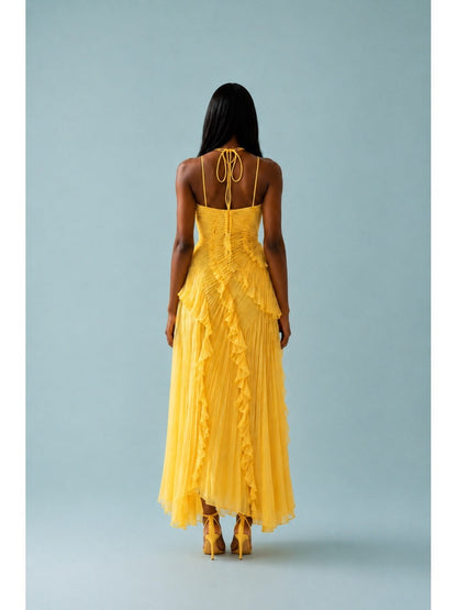 Serelina - Robe maxi à dos nu avec volants