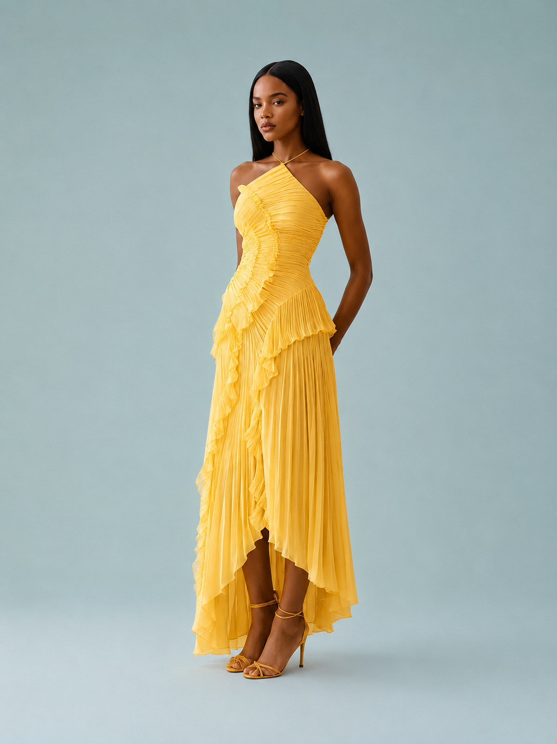 Serelina - Robe maxi à dos nu avec volants