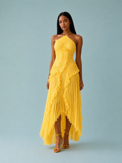 Serelina - Robe maxi à dos nu avec volants