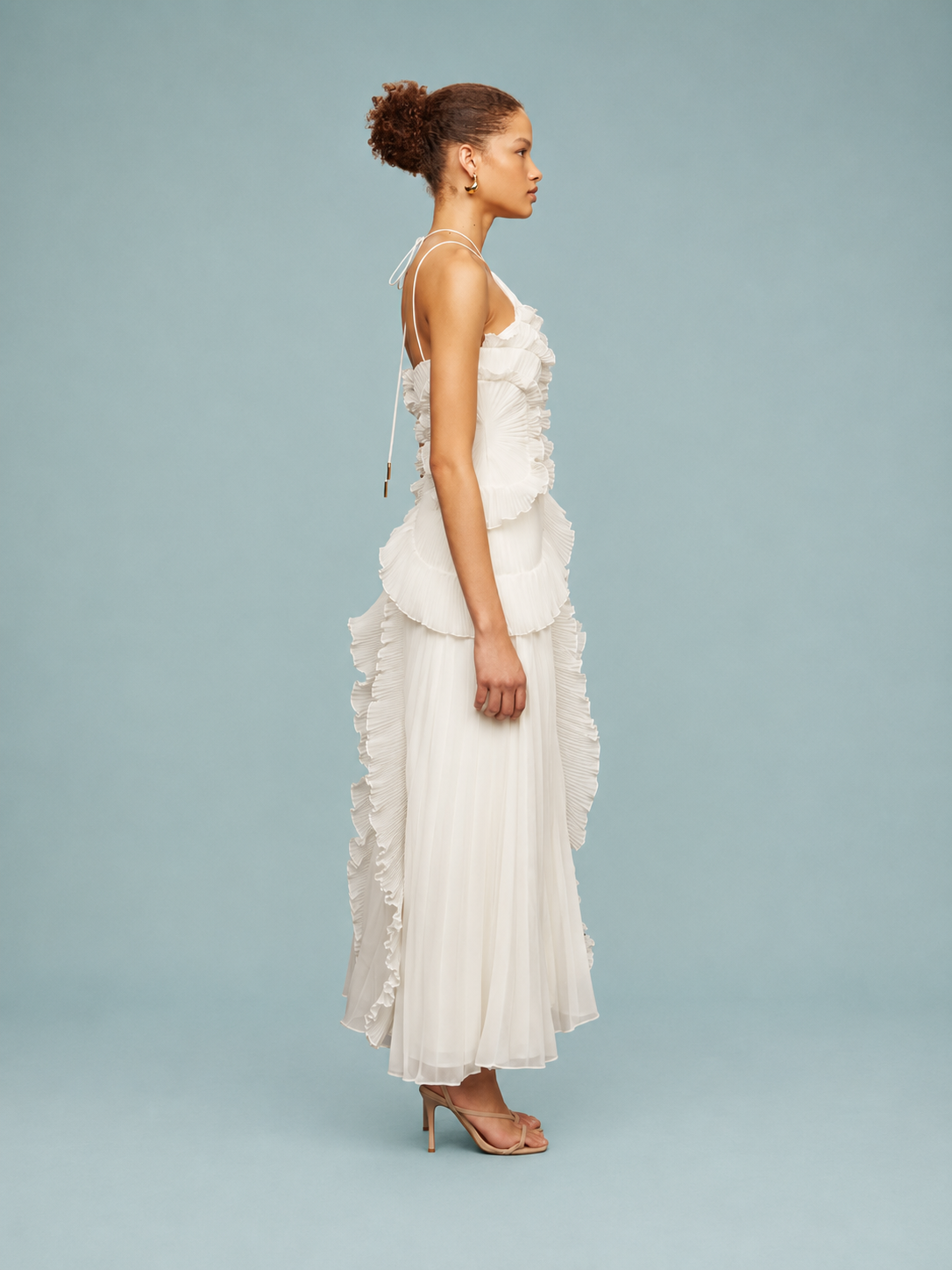 Serelina - Robe maxi à dos nu avec volants