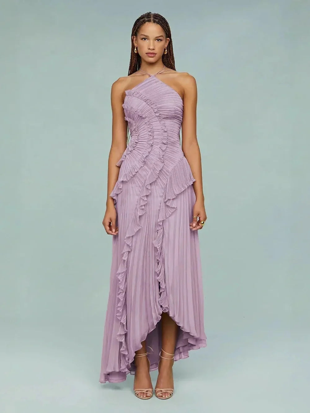 Serelina - Robe maxi à dos nu avec volants