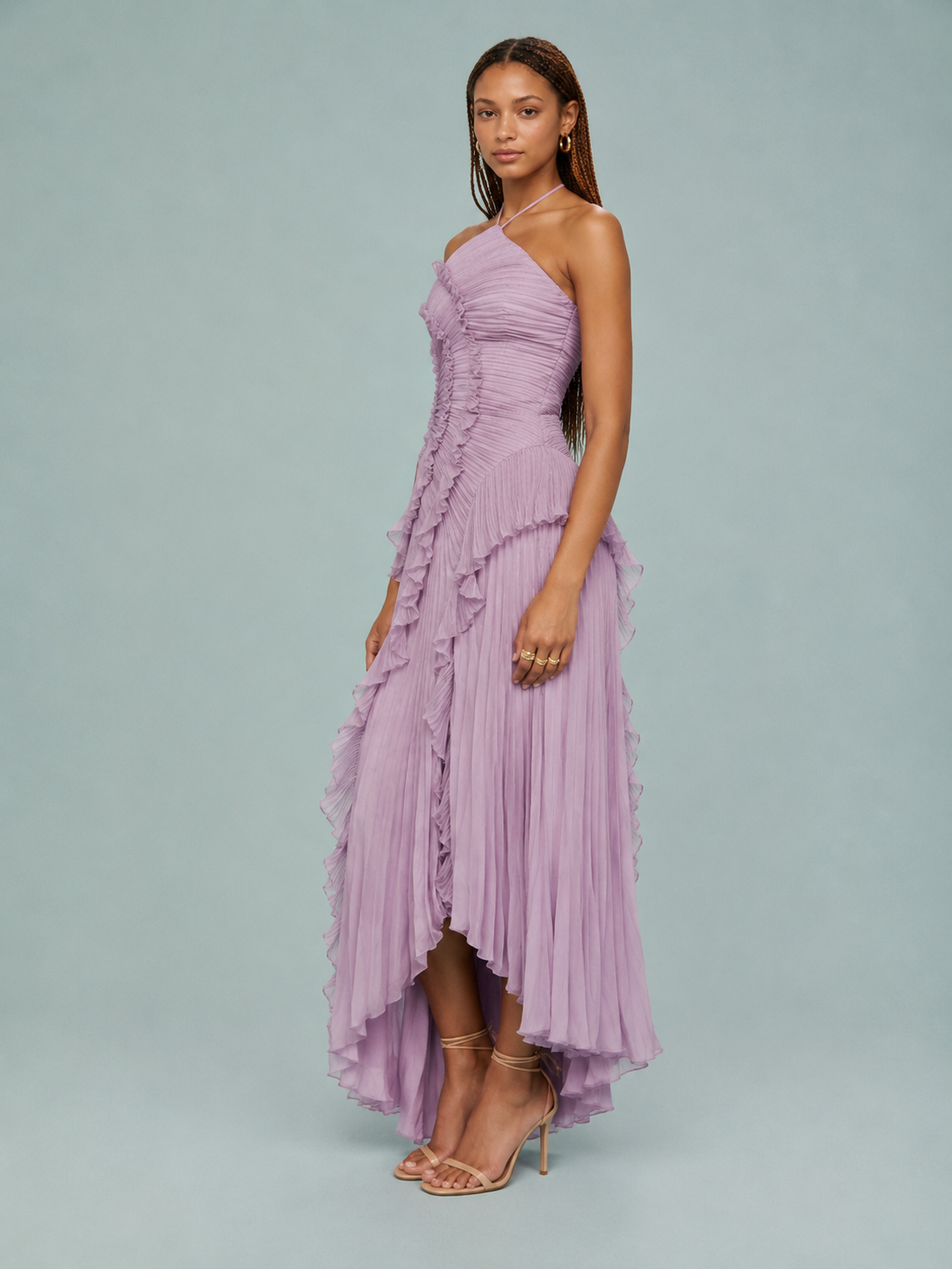 Serelina - Robe maxi à dos nu avec volants