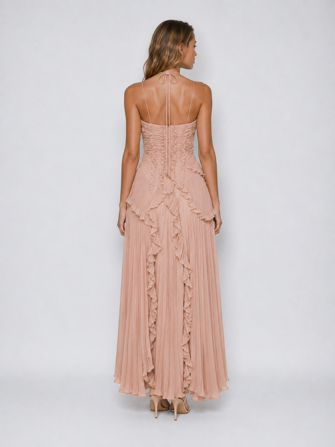 Serelina - Robe maxi à dos nu avec volants