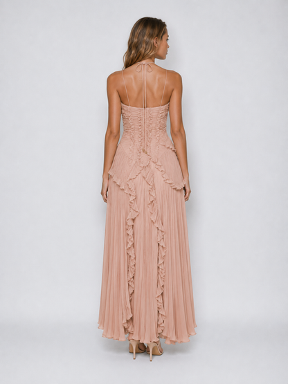 Serelina - Robe maxi à dos nu avec volants
