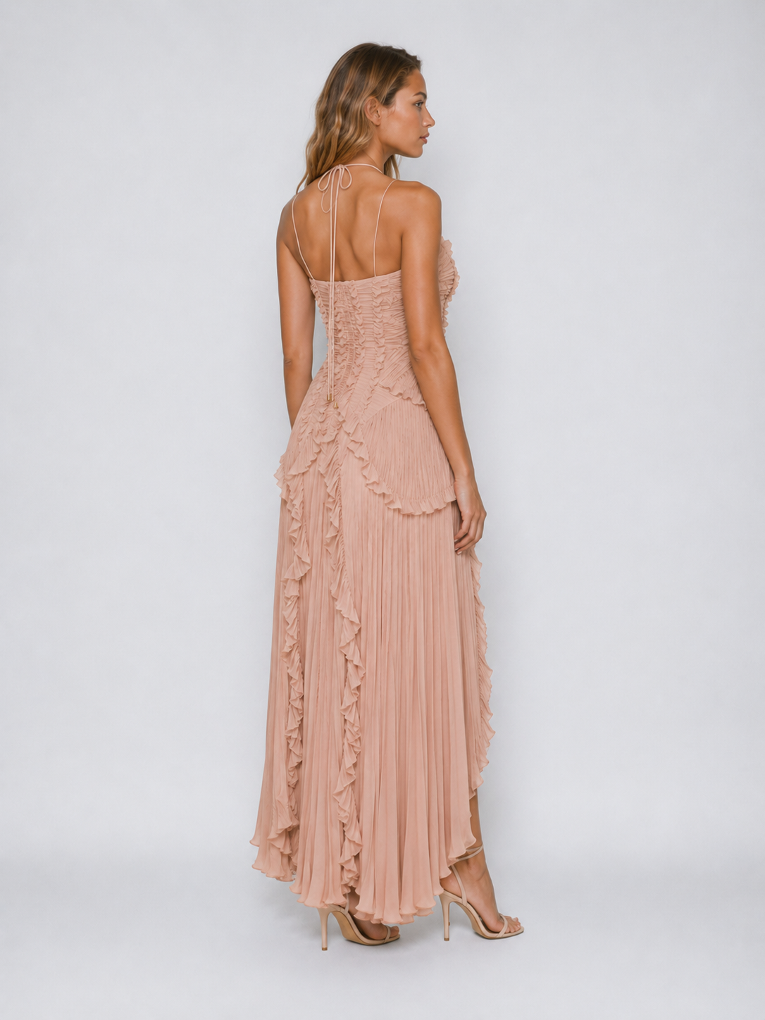 Serelina - Robe maxi à dos nu avec volants
