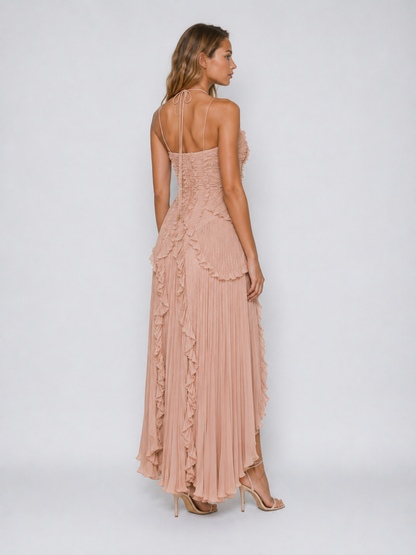 Serelina - Robe maxi à dos nu avec volants
