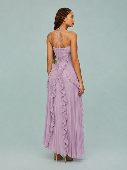 Serelina - Robe maxi à dos nu avec volants