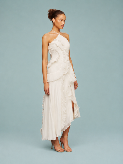 Serelina - Robe maxi à dos nu avec volants