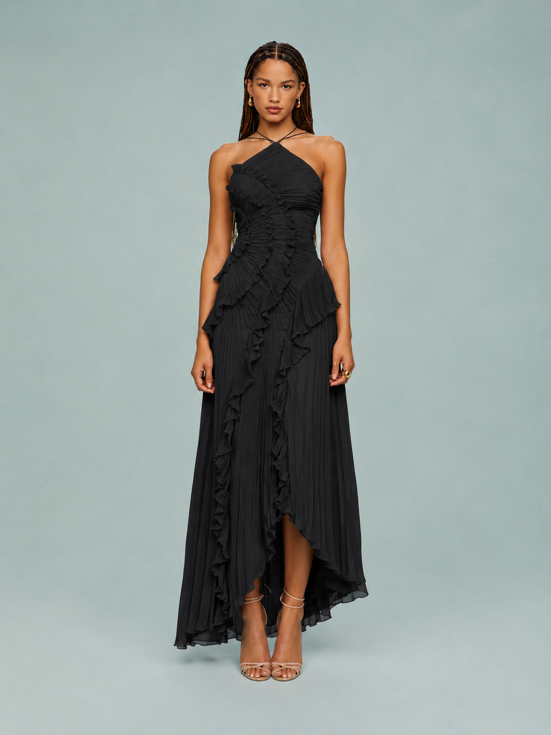 Serelina - Robe maxi à dos nu avec volants