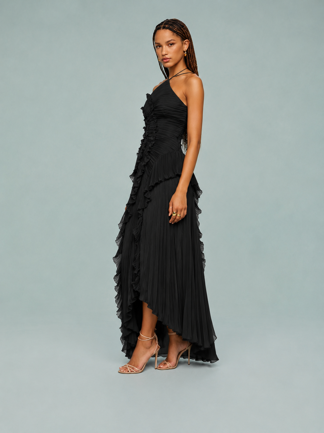 Serelina - Robe maxi à dos nu avec volants