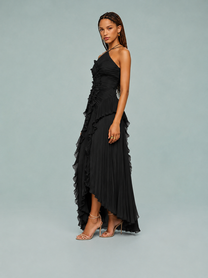 Serelina - Robe maxi à dos nu avec volants