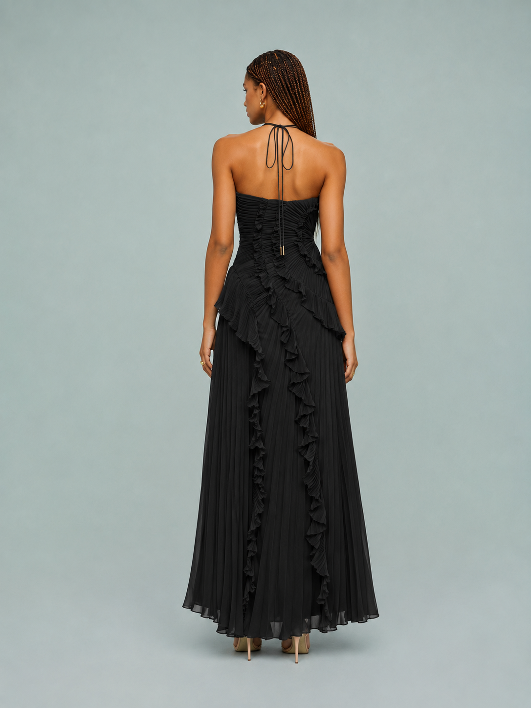 Serelina - Robe maxi à dos nu avec volants