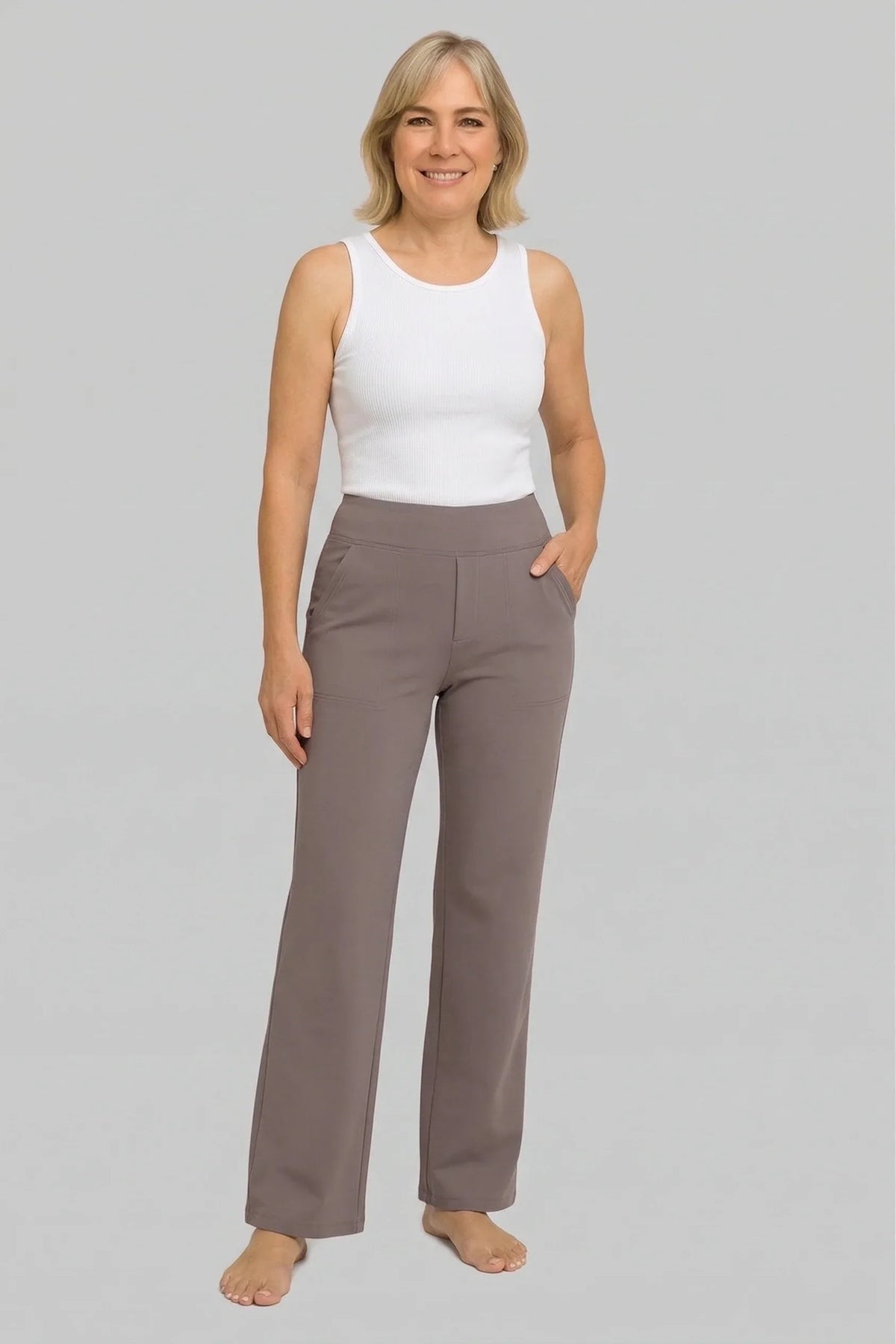 Klara - Pantalon extensible taille haute avec poches