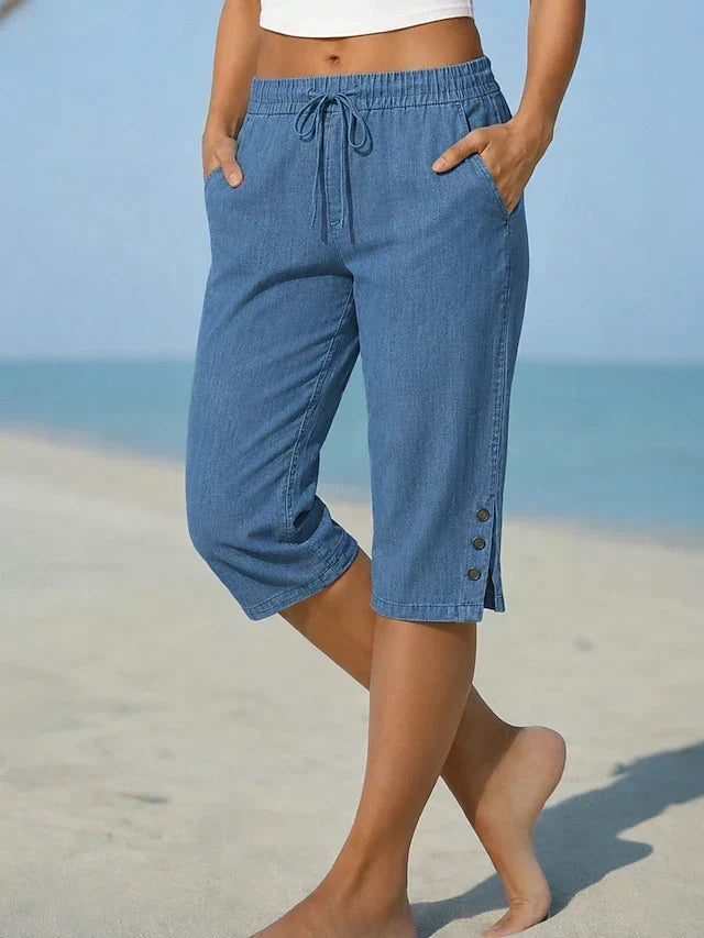 Mavis - Pantalon Capri avec taille élastique